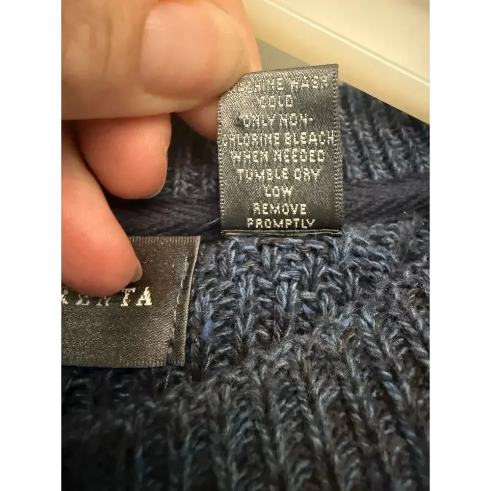 Oscar de la Renta Vintage Navy Textured Knit Sweater – Men’s Size M